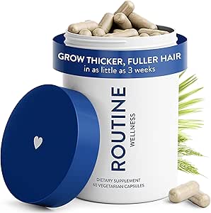 Routine Wellness Hair Growth Supplement, Grow Thicker, Fuller Hair in as Little as 3 Weeks, Vegetarian Capsules...