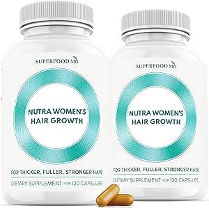 Superfood MD Nutra Women's Hair Growth (2-Pack), For Thicker, Fuller, Stronger Hair...